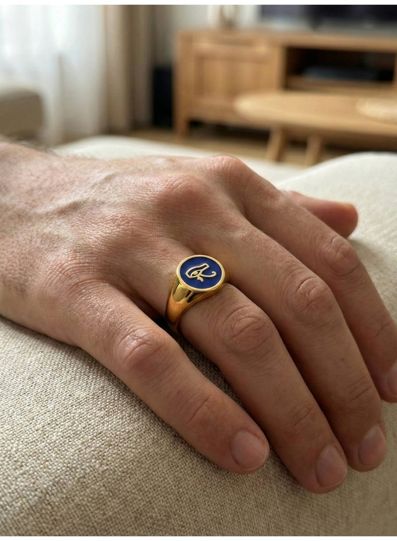 Shein 316 Stainless Steel Eye of Horus Ring – Free Size – Gold with Blue Enamel – Anti‑Rust & Anti‑Fade Egyptian Design - Image 3